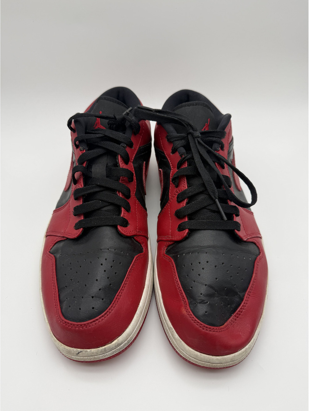 Nike Air Jordan 1 Low OG Bred Black Red Sneakers Size 12